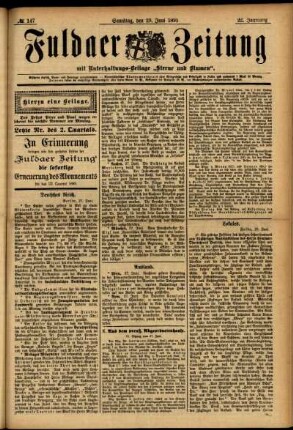 Erste Ausgabe vom Samstag, den 29. Juni 1895.