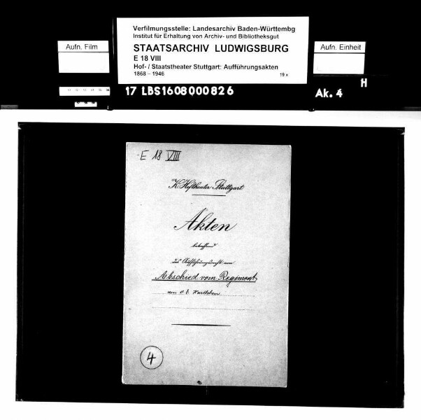 Abschied vom Regiment. Schauspiel von Otto Erich Hartleben
