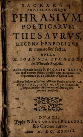 Sacrarum profanarumque phrasium poeticarum thesaurus recens perpolitus