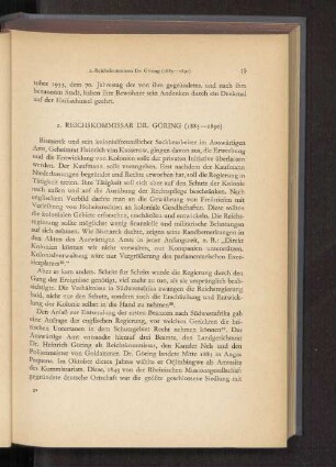 2. Reichskommisar Dr. Göring (1885-1890)