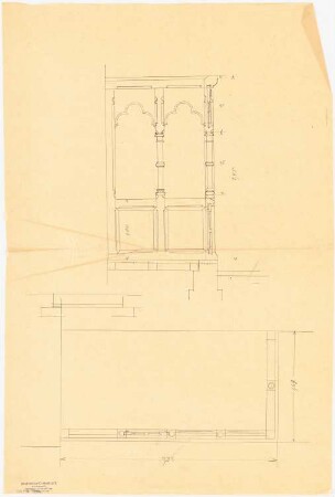 Stiftskirche, Marienborn Umbau: Orgel (?): Grundriss und Teilansicht