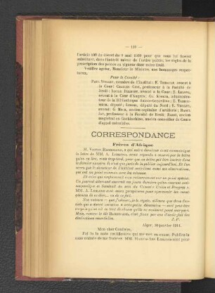 Correspondance.