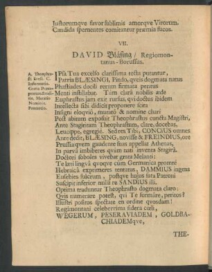 VII. David Bläsing/ Regiomontanus-Borussus.