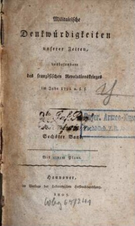 Neues militairisches Journal. 13 = St. 25/26. 1805