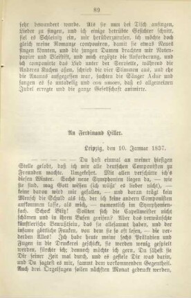 An Ferdinand Hiller. Leipzig, den 10. Januar 1837