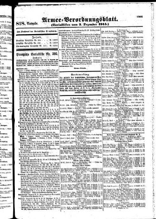 818. Ausgabe. Freitag, 3. Dezember 1915
