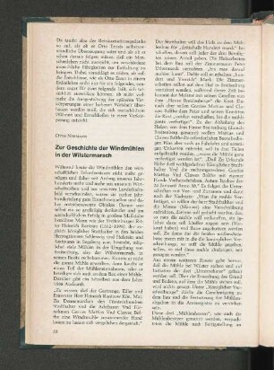 Zur Geschichte der Windmühlen in der Wilstermarsch