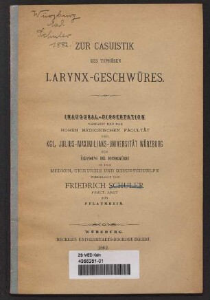 Zur Casuistik des typhösen Larynx-Geschwüres