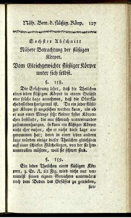 Sechster Abschnitt. Nähere Betrachtung der flüßigen Körper.