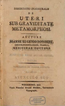 De uteri sub graviditate metamorphosi : Diss. inaug.