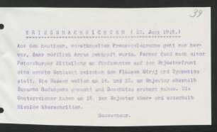 39 Kriegsnachrichten 19. Juni 1915