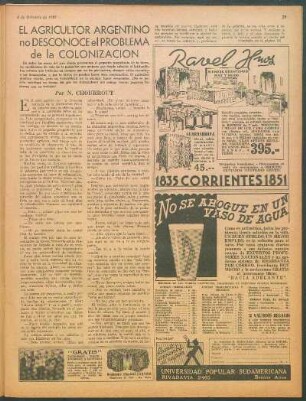El agricultor argentino no desconoce el problema de la colonización