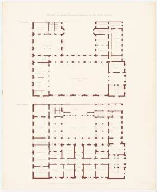 Börse, Breslau 3. Projekt: Grundriss Erdgeschoss, 1. Obergeschoss, Maßstabsleiste