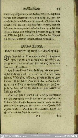 Viertes Kapitel. Ueber die Ausleerung durch die Ausdünstung