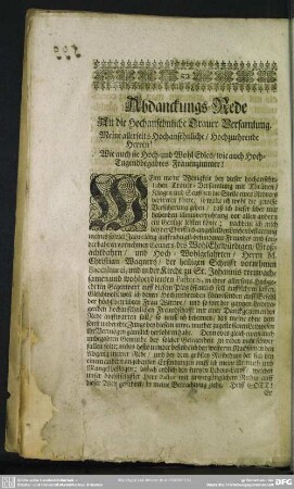 Abdanckungs-Rede