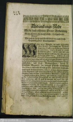 Abdanckungs-Rede