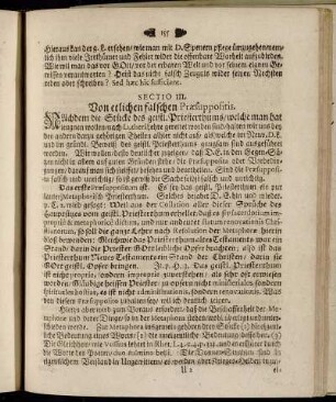 Sectio III. Von etlichen falschen Præsuppositis.