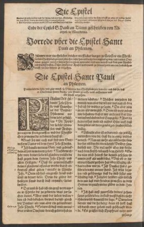 Die Epistel Sanct Pauli an Philemon.