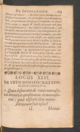 Locus XXVI. De Votis Monasticis Et Consiliis Evangelicis