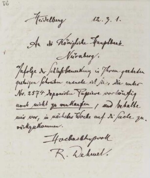 Brief an die Hauptbank