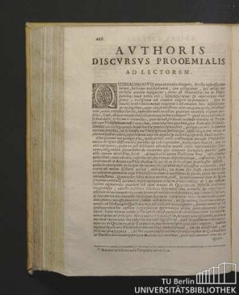 Authoris Discursus Prooemialis Ad Lectorem.