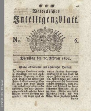 No. 6, Dienstag den 10. Februar 1801
