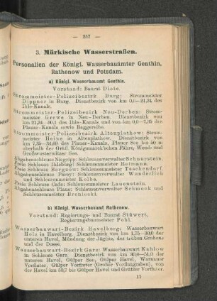 a) Königl. Wasserbauamt Genthin.