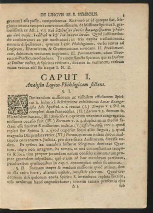 Caput I. Analysin Logico-Philologicam sistens.