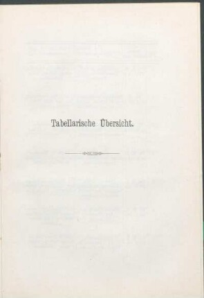 Tabellarische Übersicht.