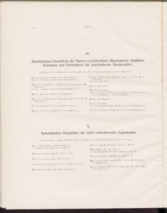 V. Alphabetisches Verzeichnis der sonst vorkommenden Eigennamen.