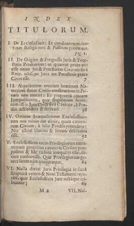 Index Titulorum.