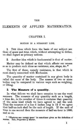 Chapter I.: Motion in a straight line.