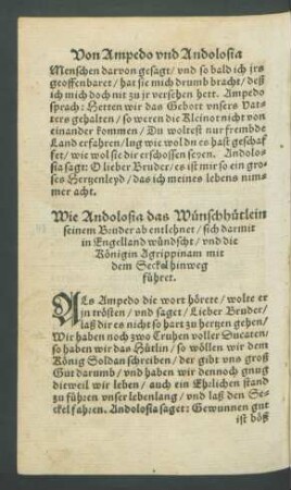 Wie Andolosia das Wünschhütlein seinem Bruder ab entlehnet/ sich darmit in Engelland wündscht ...