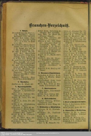 Berufsklassen und Gewerbebetriebe : Branchen-Verzeichniß