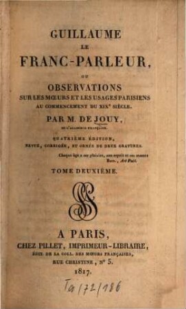 Oeuvres. 2,2. T. 2. - 4 éd. rev., corr. et orné de 2 grav. - 1817. - 334 S. : Ill.