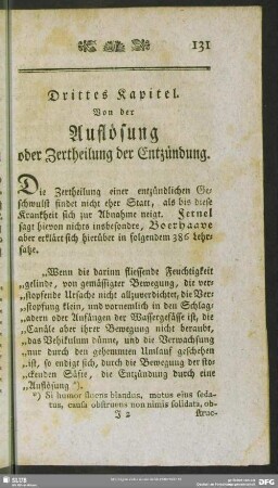 Drittes Kapitel. Von der Auflösung oder Zertheilung der Entzündung