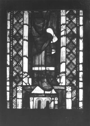 Heiliger : Heiliger (Gewand). Glasmalerei (um 1340/1350). Mühlhausen, Pfarrkirche Sankt Blasius (N III (8a))