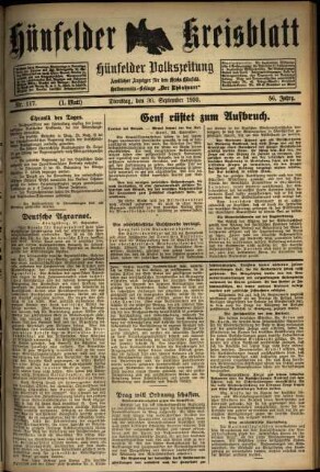 Erste Ausgabe vom Dienstag, den 30. September 1930.