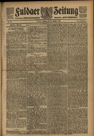Erste Ausgabe vom Montag, den 30. August 1909.