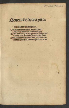 De vita beata. Daran: Georgius Dottanius: Distichen