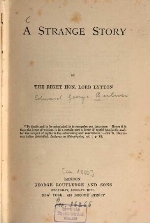 Lord Lytton's novels. 13, A strange story