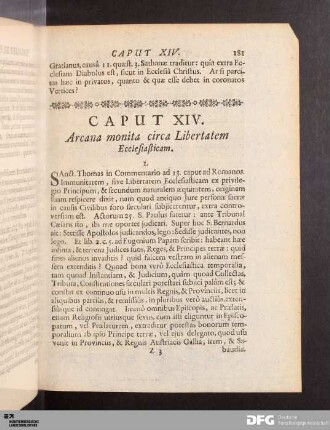 Caput XIV. Arcana monita circa Libertatem Ecclesiasticam.