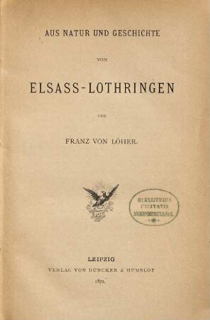 Aus Natur und Geschichte von Elsass-Lothringen