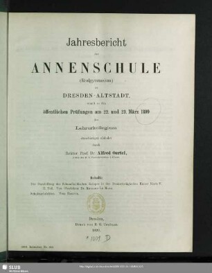 1898/99: Jahresbericht der Annenschule (Realgymnasium) zu Dresden-Altstadt : womit zu den öffentlichen Prüfungen ... das Lehrerkollegium ehrerbietigst einladet