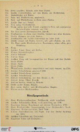 Metallgegenstände (Nr. 185-206)