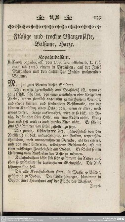 Flüssige und trockne Pflanzensäfte, Balsame, Harze