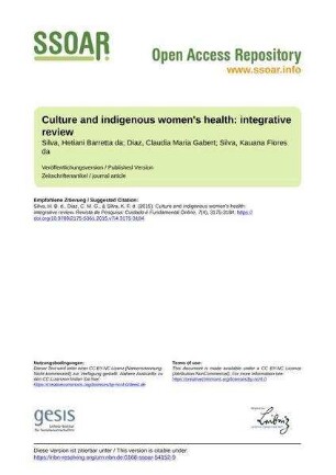 Culture and indigenous women's health: integrative review