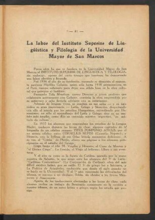 La labor del Instituto Superior de Lingüística y Filología de la Universidad Mayor de San Marcos