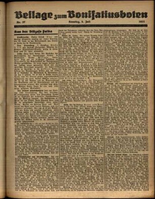 Zweite Ausgabe vom Sonntag, den 05. Juli 1931.