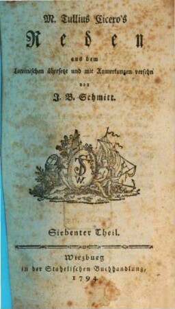 M. Tullius Cicero's Reden, Siebenter Theil